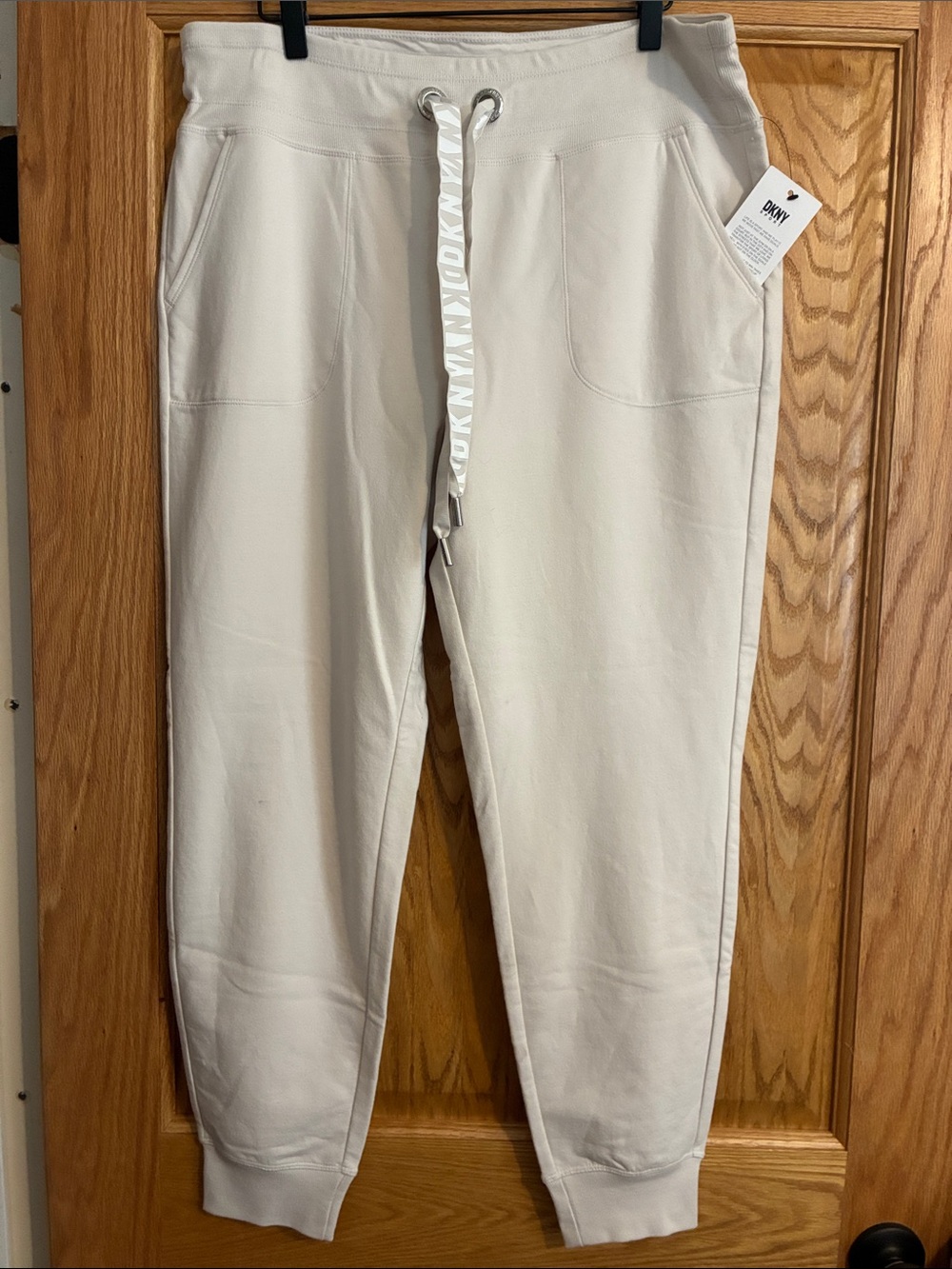DKNY Cream Sweat Pants with Drawstring